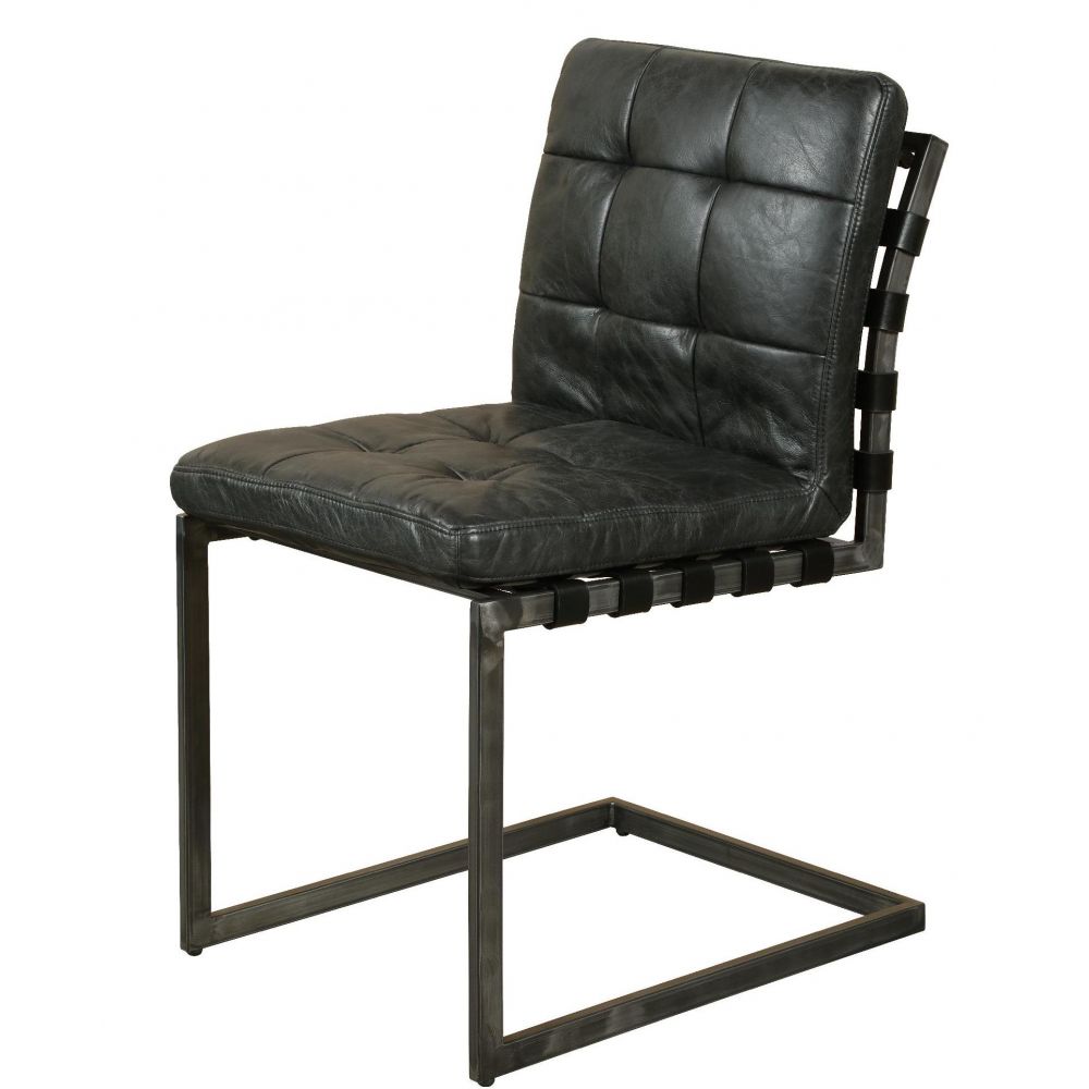 Black Leather Dining Room Chairs | Industrial
