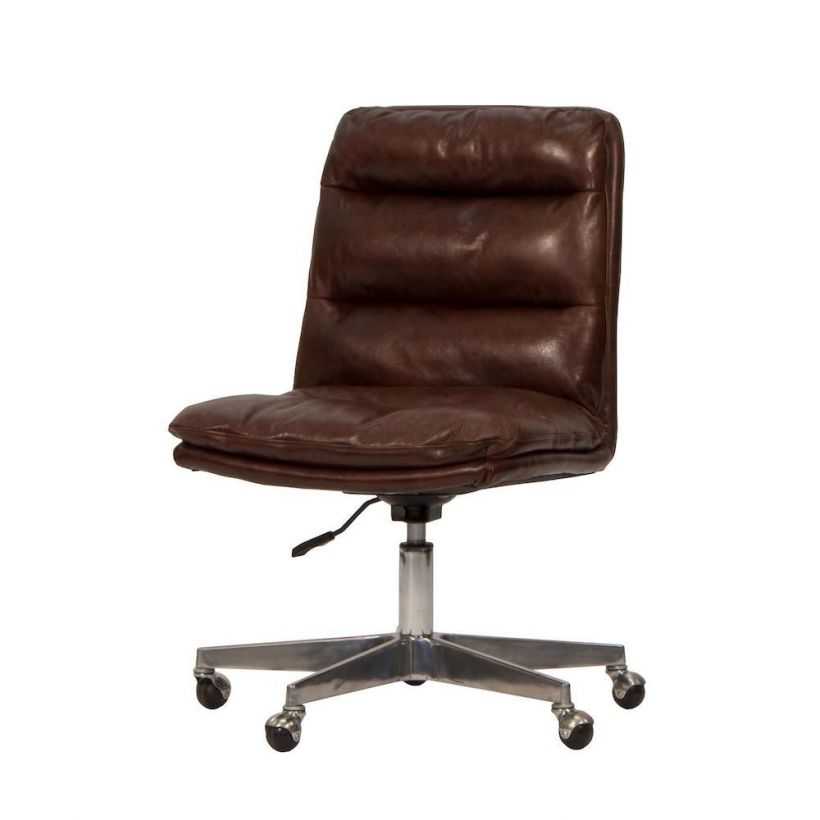Hallam Chair Brown Leather Office, Vintage Brown Leather Office Chair