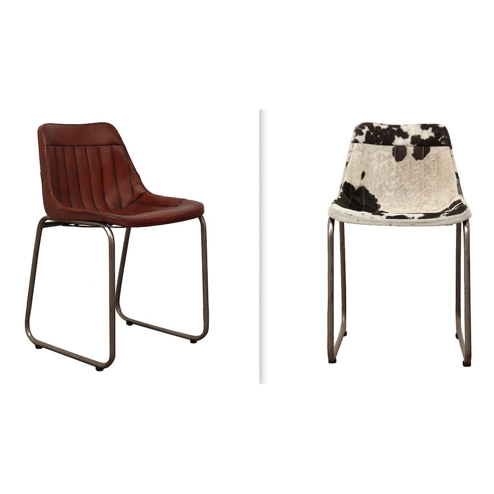 Industrial Leather Or Cowhide Dining Chair Retro Vintage