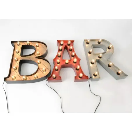 Bar Light Bulb Sign Smithers Lighting &pound;504.00 Mango Wood Steel product_features