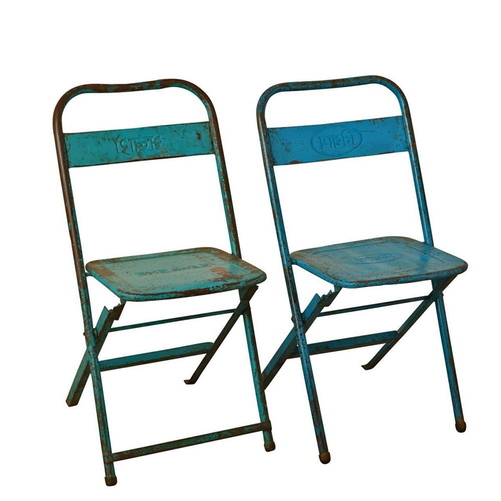 Vintage Metal Folding Outdoor Cafe Chairs Smithers Industrial Furniture £105.00 All Rooms Solid Iron product_features