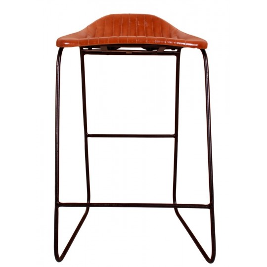 INDUSTRIAL STYLE RETRO Tan Leather Bar Stools UK