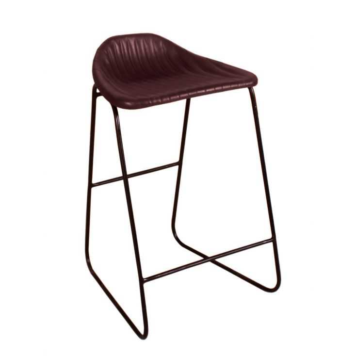 Industrial Retro Backless Brown Leather, Backless Leather Bar Stools