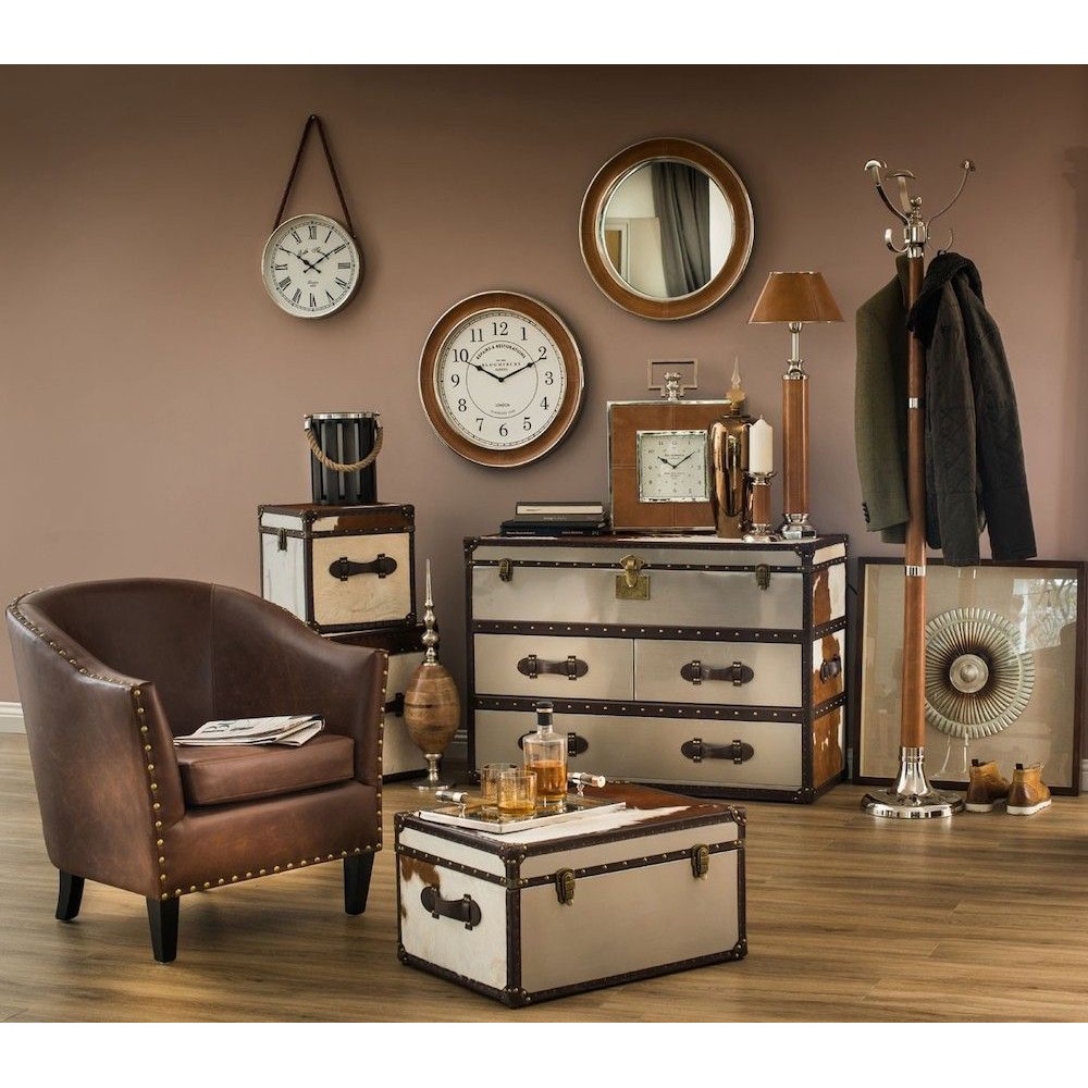 Cowhide Storage Trunk Retro Furniture £2,000.00 Bedroom Aluminium Plate product_features