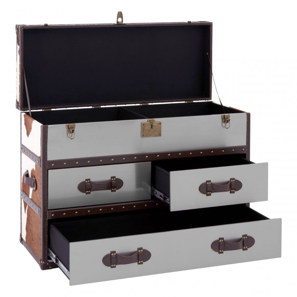 Cowhide Storage Trunk Retro Furniture £2,000.00 Bedroom Aluminium Plate product_features