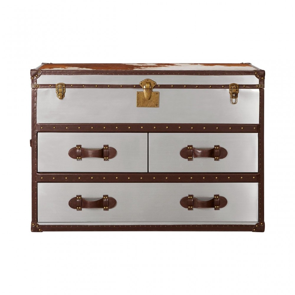 Cowhide Storage Trunk Retro Furniture £2,000.00 Bedroom Aluminium Plate product_features