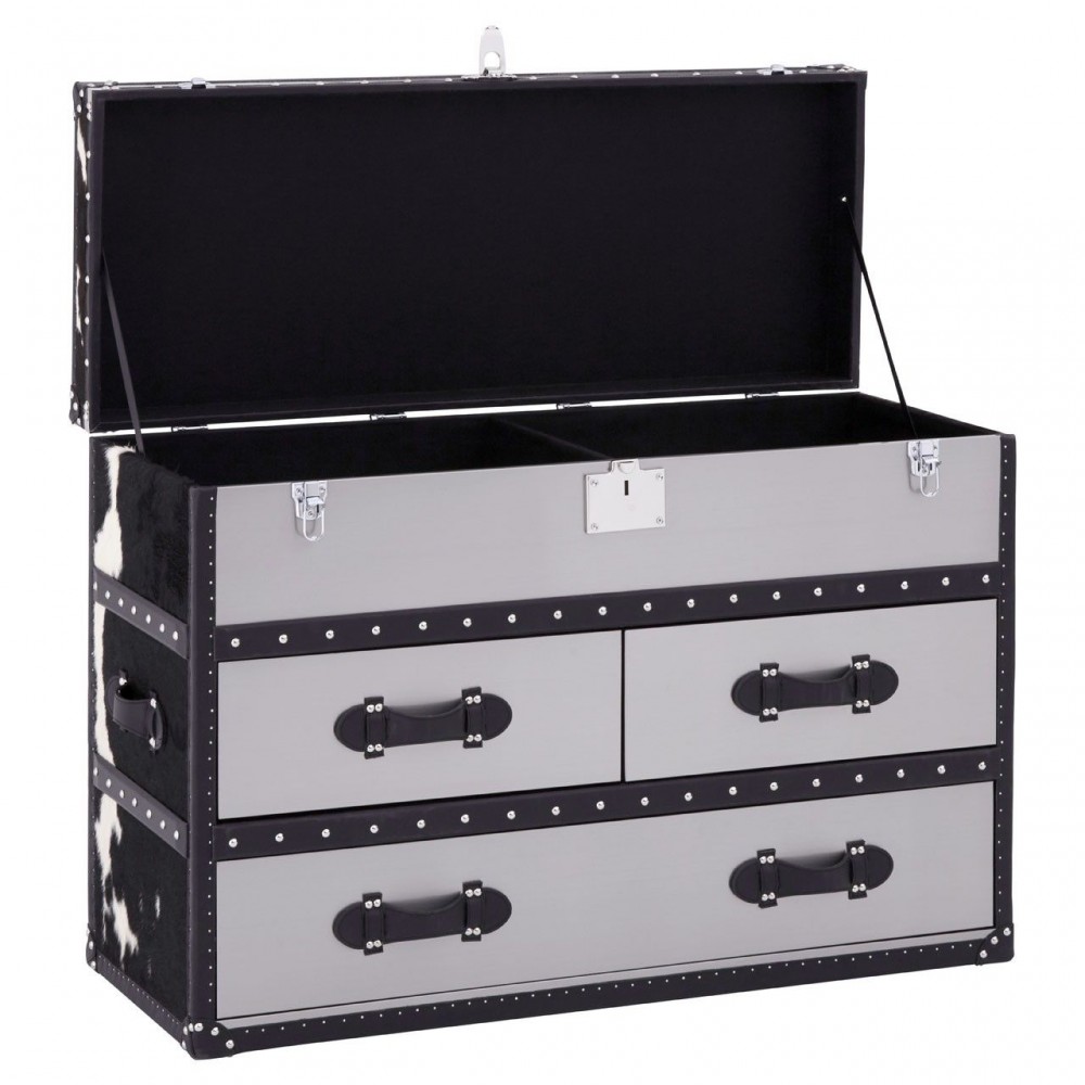 Cowhide Storage Trunk Retro Furniture £2,000.00 Bedroom Aluminium Plate product_features