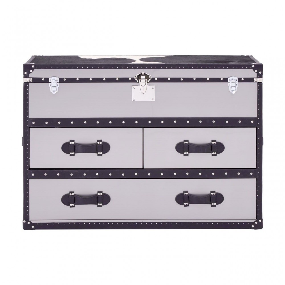 Cowhide Storage Trunk Retro Furniture £2,000.00 Bedroom Aluminium Plate product_features