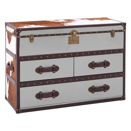 Cowhide Storage Trunk Retro Furniture £2,000.00 Bedroom Aluminium Plate product_features