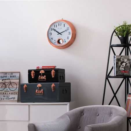 Bloomsbury Copper Clock Designer Clocks Smithers of Stamford £65.00 Store UK, US, EU, AE,BE,CA,DK,FR,DE,IE,IT,MT,NL,NO,ES,SEB...