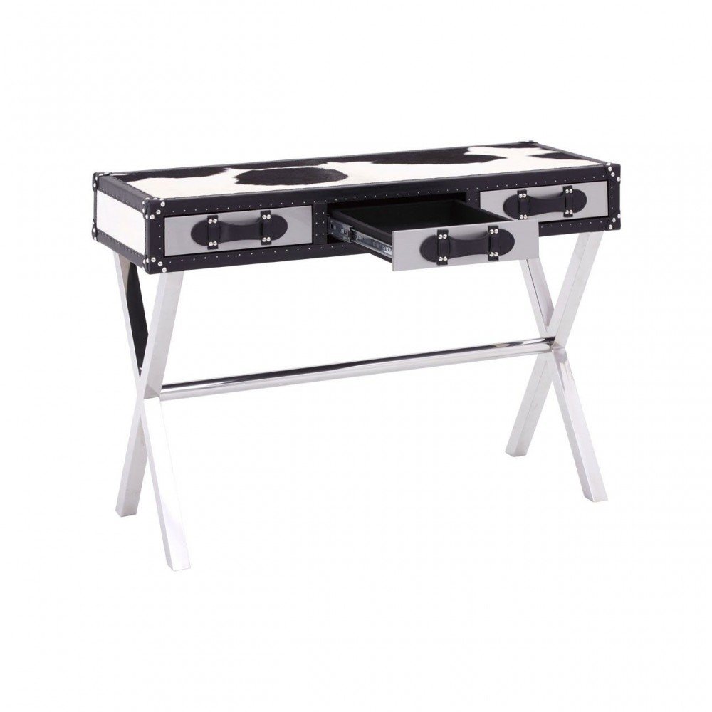 Cowhide Console Table Smithers Hallway £900.00 All Rooms Stainless Steel product_features