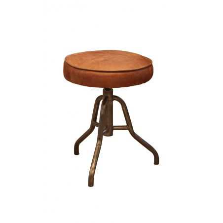 Tan Leather Stool Industrial Furniture Smithers of Stamford £269.00 Store UK, US, EU, AE,BE,CA,DK,FR,DE,IE,IT,MT,NL,NO,ES,SE