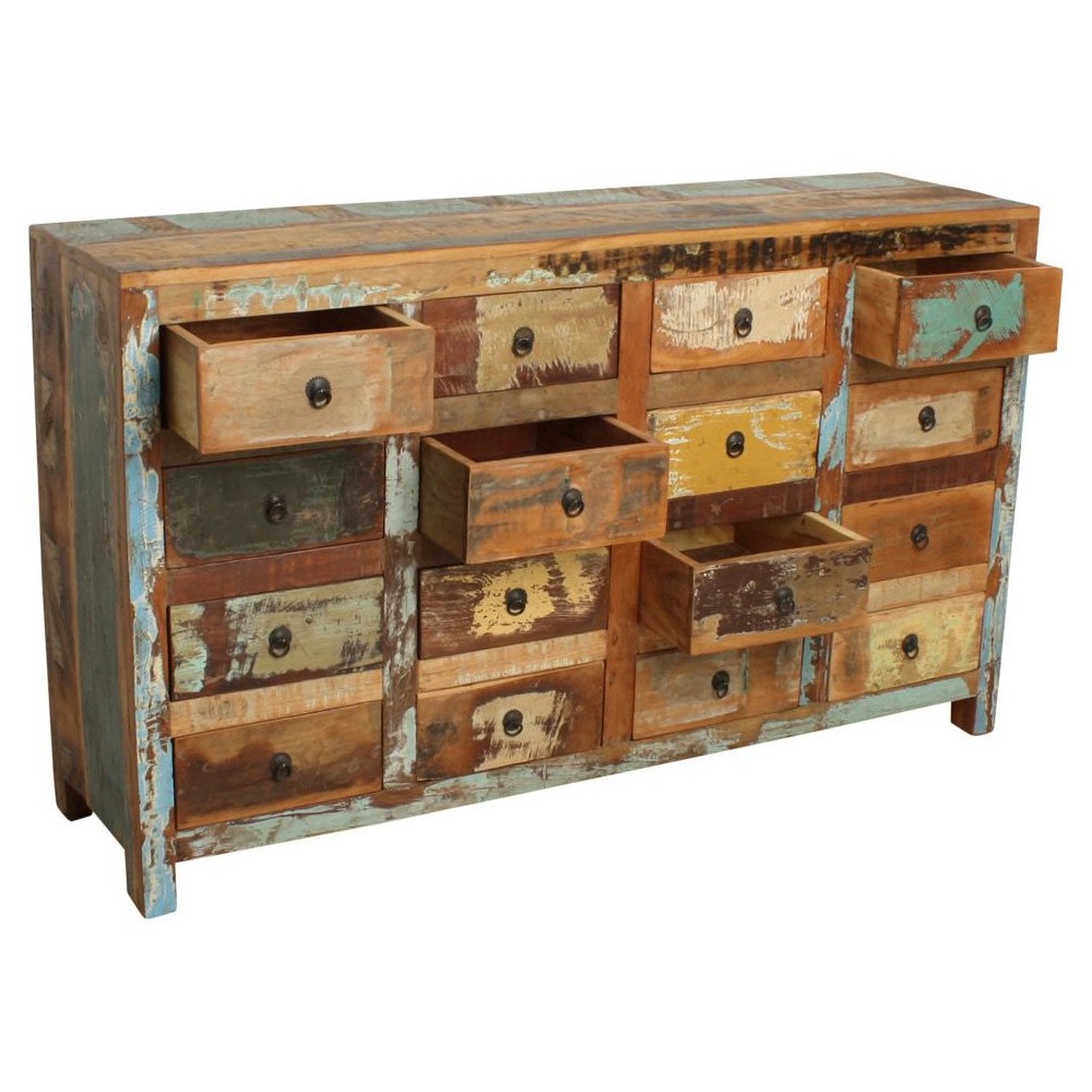 Reclaimed Wood 16 Drawer Commode Smithers Wooden Chest of Drawers £1,468.00 Living Room Reclaimed Boat Wood product_features