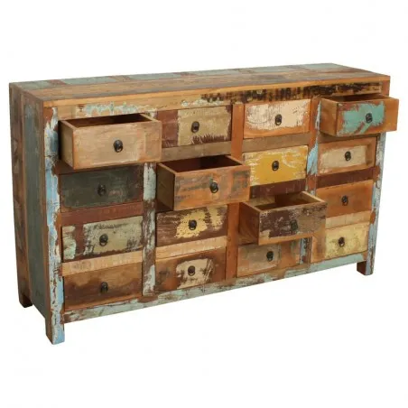 Reclaimed Wood 16 Drawer Commode Smithers Wooden Chest of Drawers £1,468.00 Living Room Reclaimed Boat Wood product_features