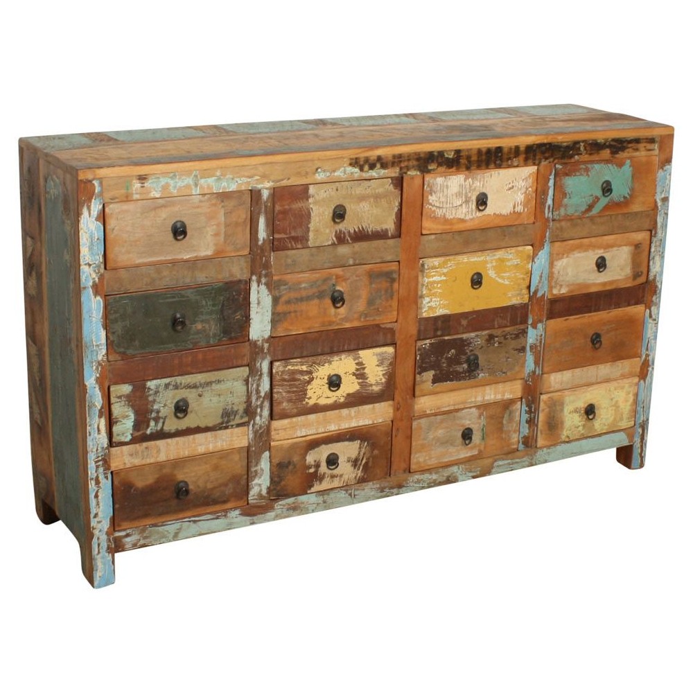 Reclaimed Wood 16 Drawer Commode Smithers Wooden Chest of Drawers £1,468.00 Living Room Reclaimed Boat Wood product_features