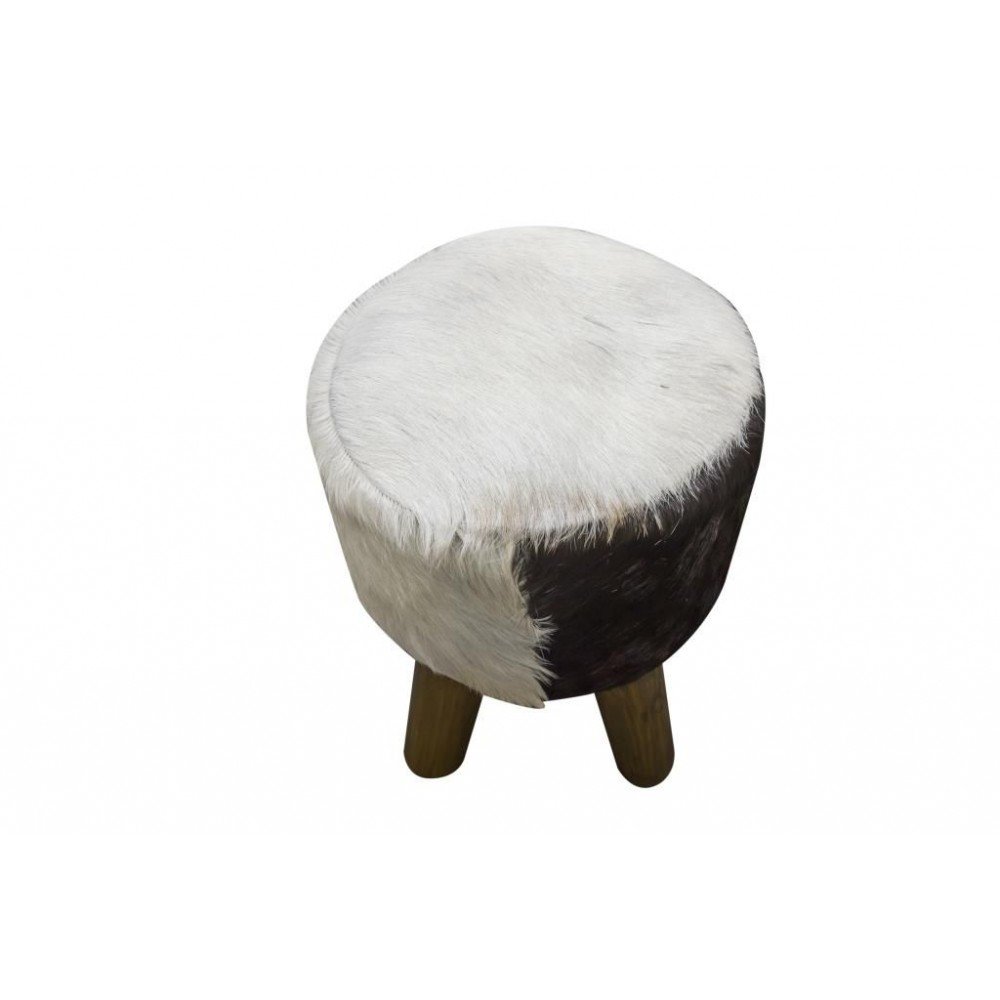 Goat Skin Fur Stool Smithers Footstools £150.00 All Rooms Mango Wood product_features