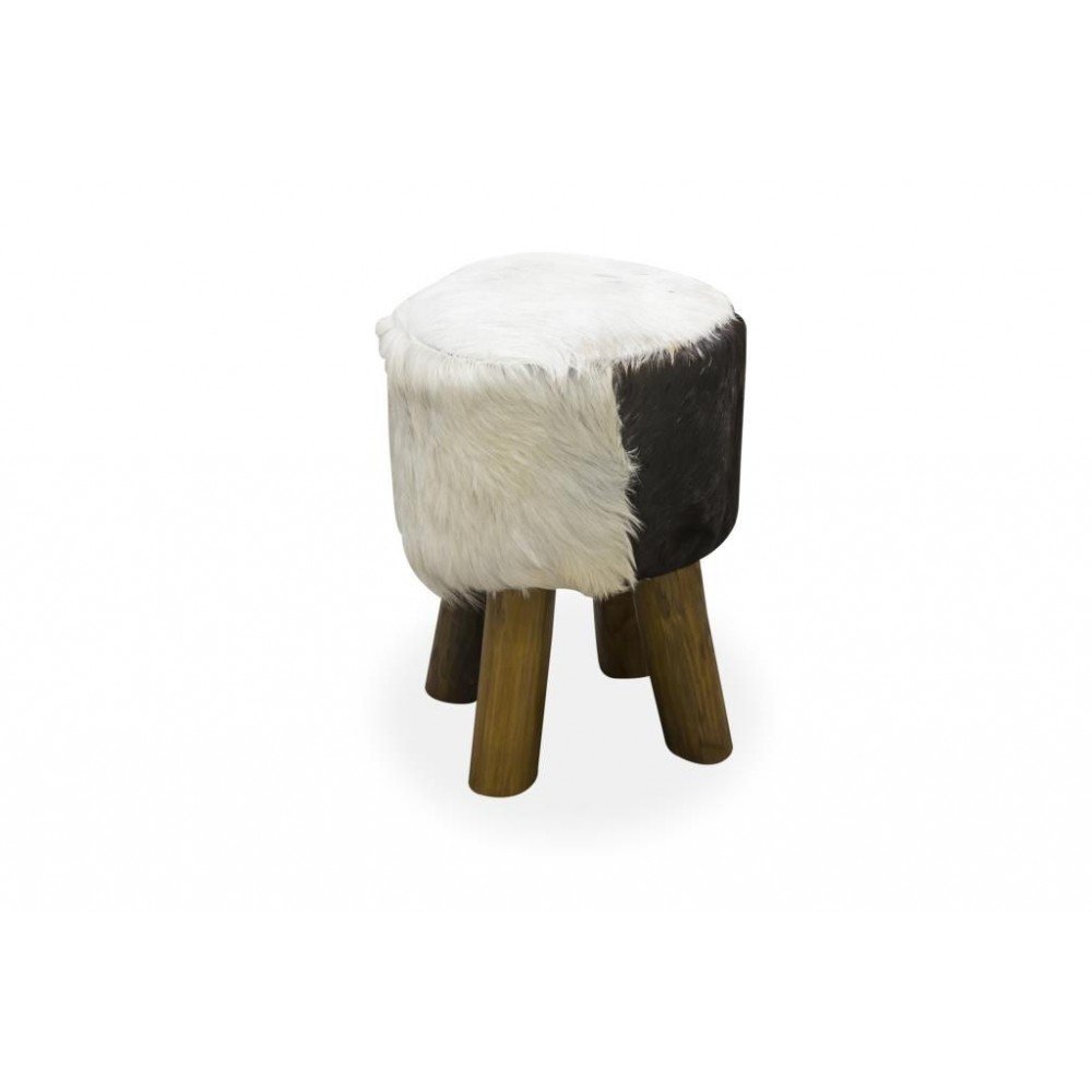 Goat Skin Fur Stool Smithers Footstools £150.00 All Rooms Mango Wood product_features