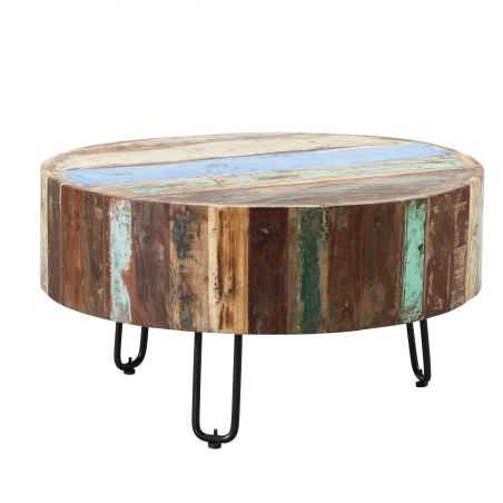 Miami Round Reclaimed Wood Coffee Table Recycled Furniture Smithers of Stamford £360.00 Store UK, US, EU, AE,BE,CA,DK,FR,DE,I...