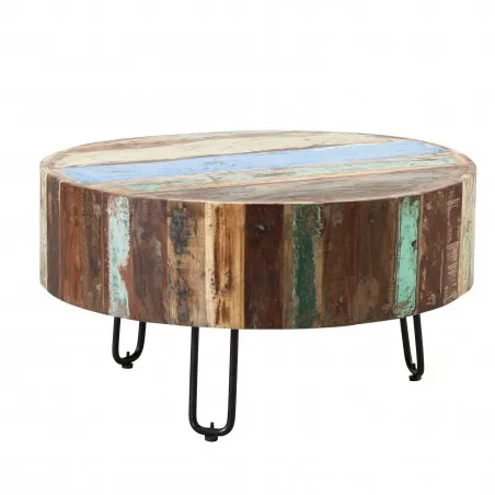 Miami Round Reclaimed Wood Coffee Table Smithers Reclaimed Wood Furniture £330.00 Dining Room Reclaimed Wood product_features