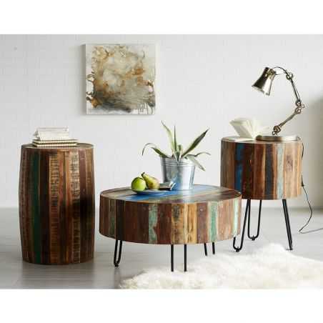 Miami Round Reclaimed Wood Coffee Table Recycled Wood Furniture Smithers of Stamford £360.00 Store UK, US, EU, AE,BE,CA,DK,FR...
