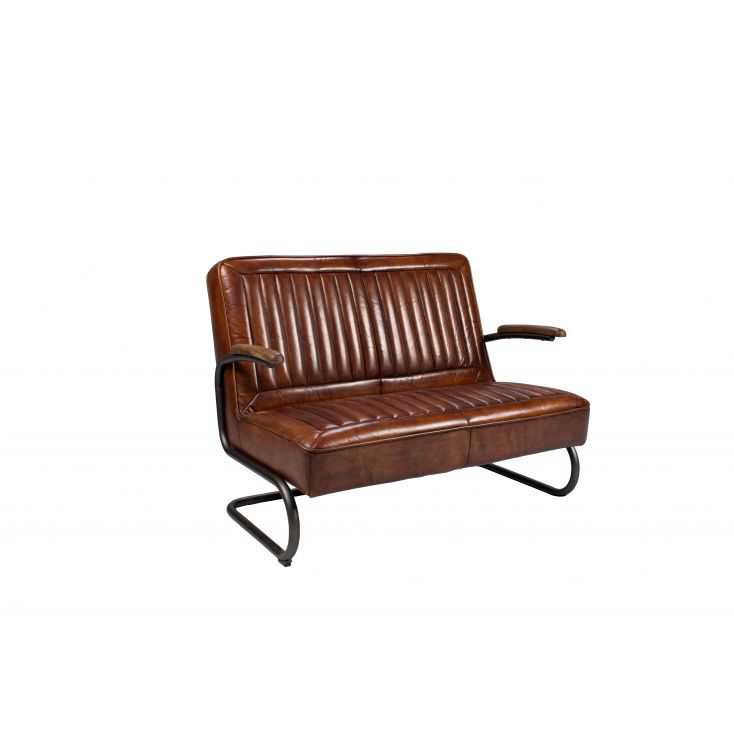 Brown Tan Industrial Leather Sofa 2, Brown Leather Bench Seat