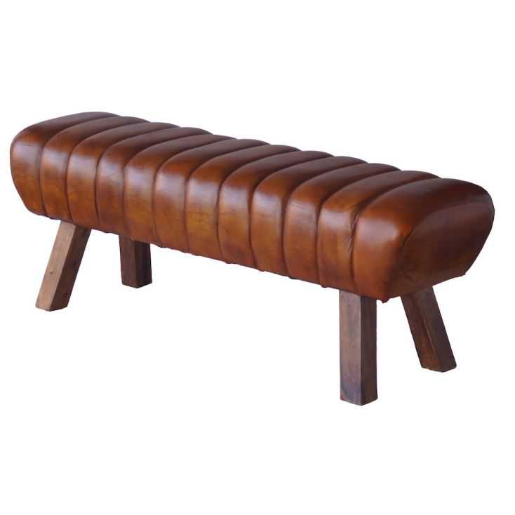 Pommel Gym Bench In Light Brown Genuine, Vintage Leather Bench Seat