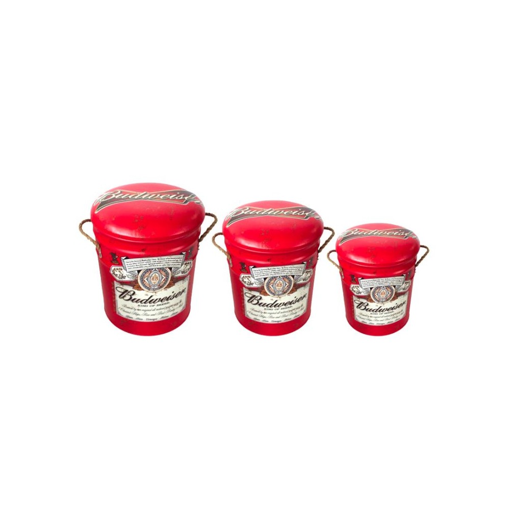 Set of 3 Themed Stools Smithers Archives £42.00 Bedroom Soft Wood Reclaimed Steel product_features