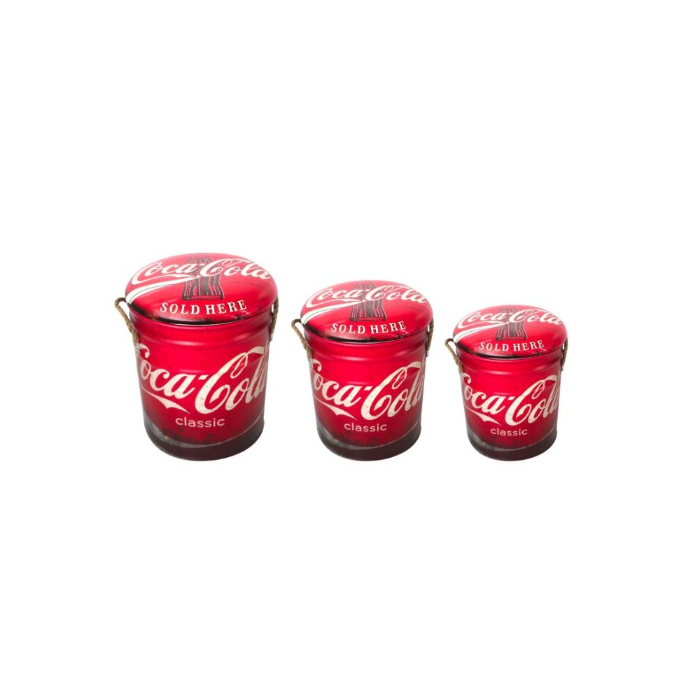 Set of 3 Themed Stools Smithers Archives £42.00 Bedroom Soft Wood Reclaimed Steel product_features