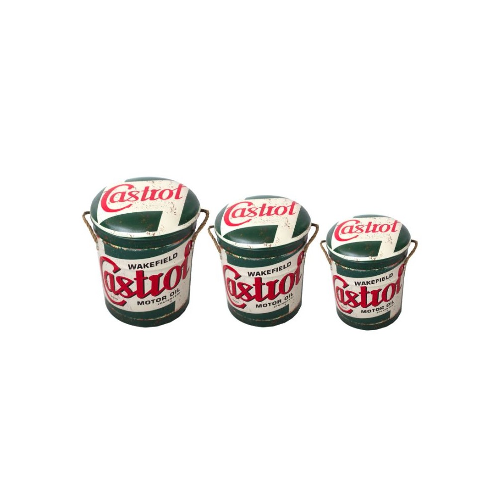 Set of 3 Themed Stools Smithers Archives £42.00 Bedroom Soft Wood Reclaimed Steel product_features