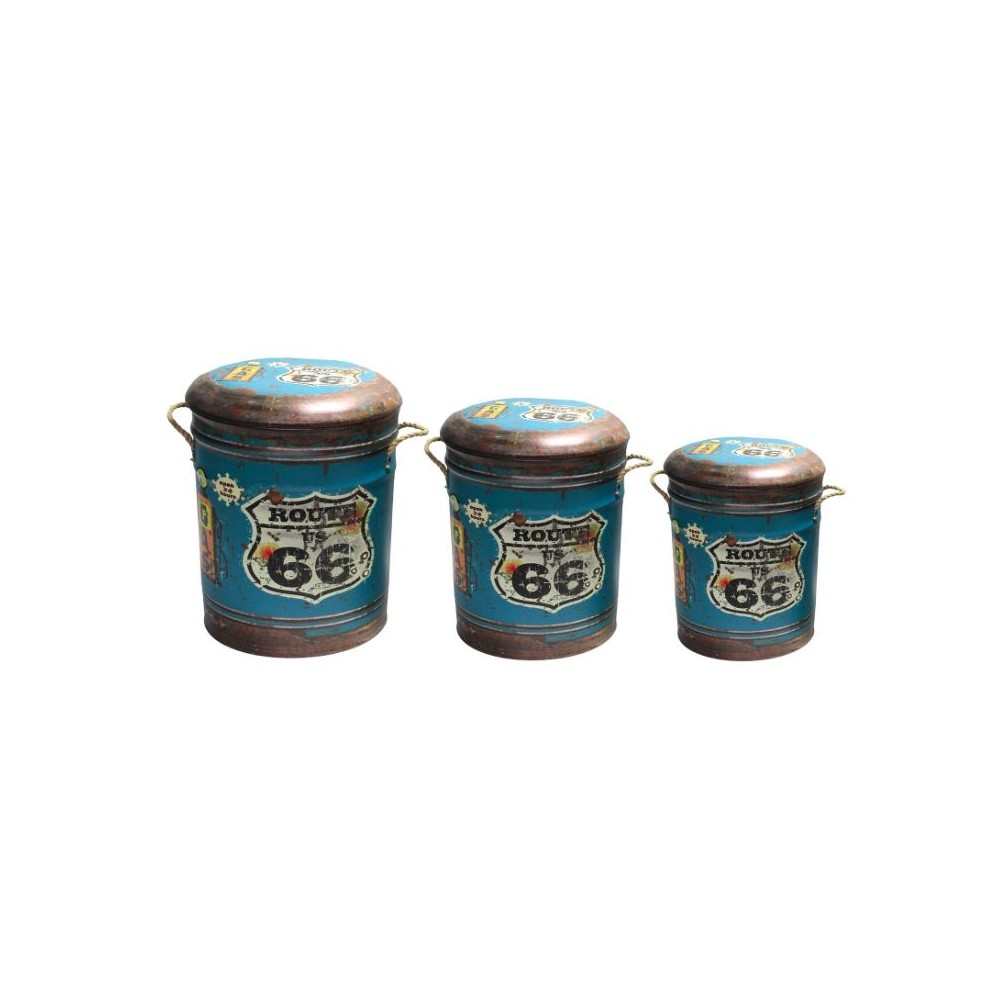 Set of 3 Themed Stools Smithers Archives £42.00 Bedroom Soft Wood Reclaimed Steel product_features