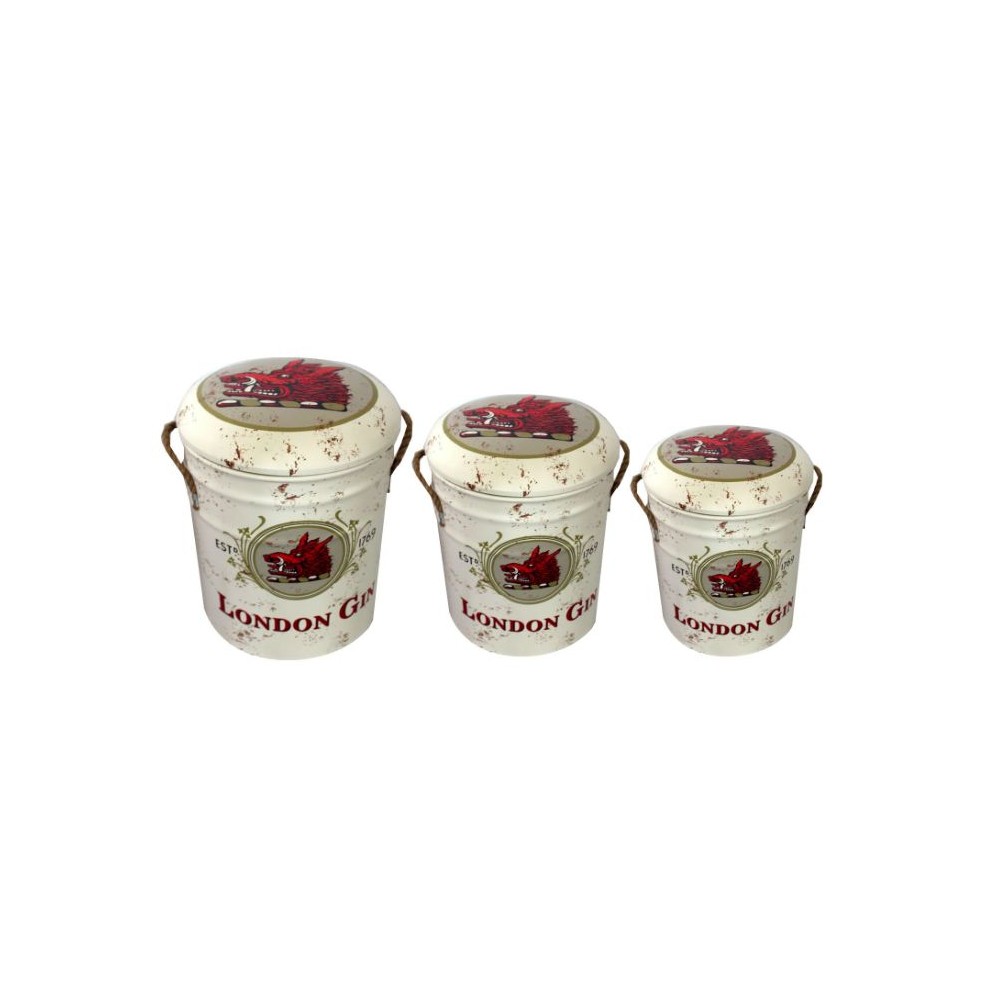 Set of 3 Themed Stools Smithers Archives £42.00 Bedroom Soft Wood Reclaimed Steel product_features