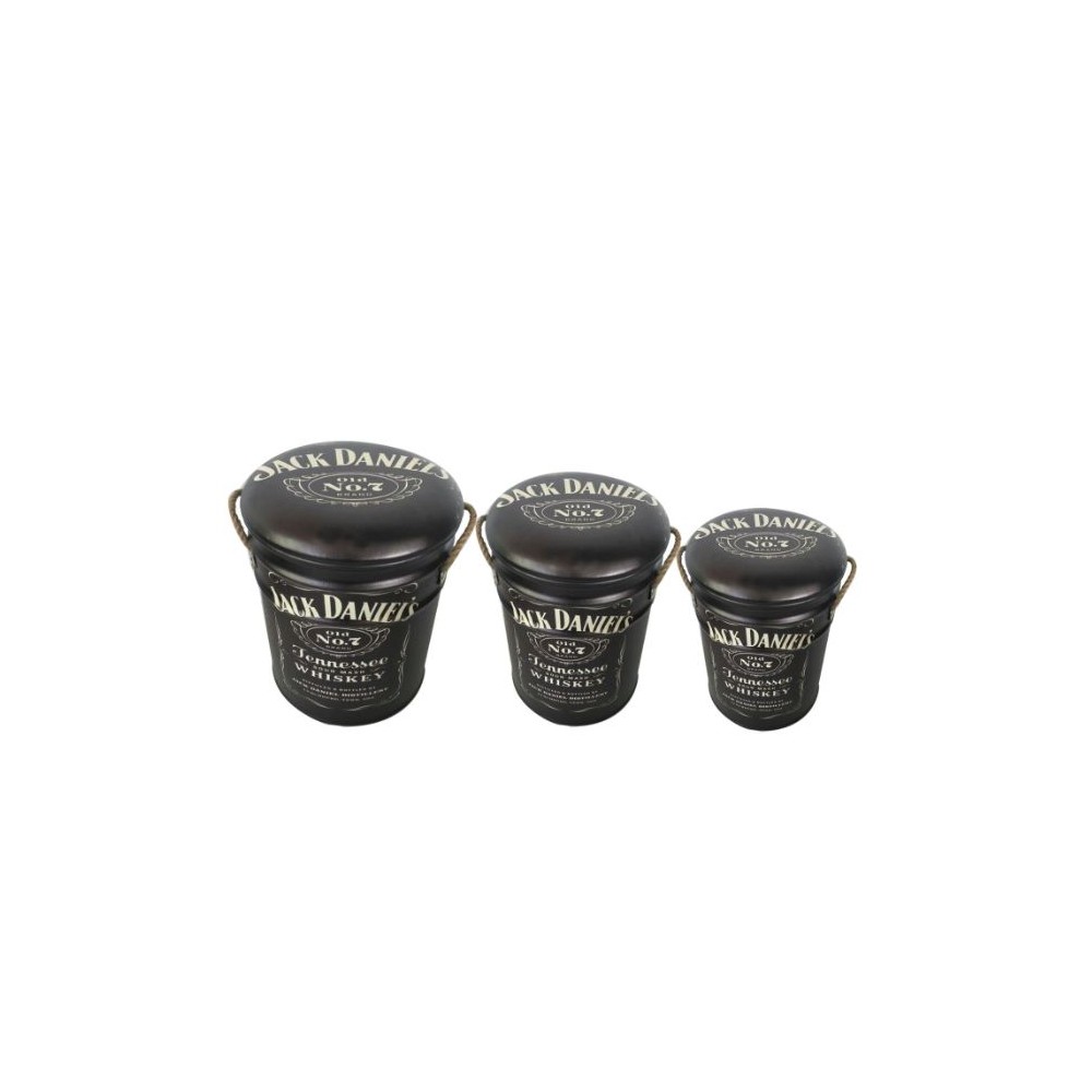 Set of 3 Themed Stools Smithers Archives £42.00 Bedroom Soft Wood Reclaimed Steel product_features