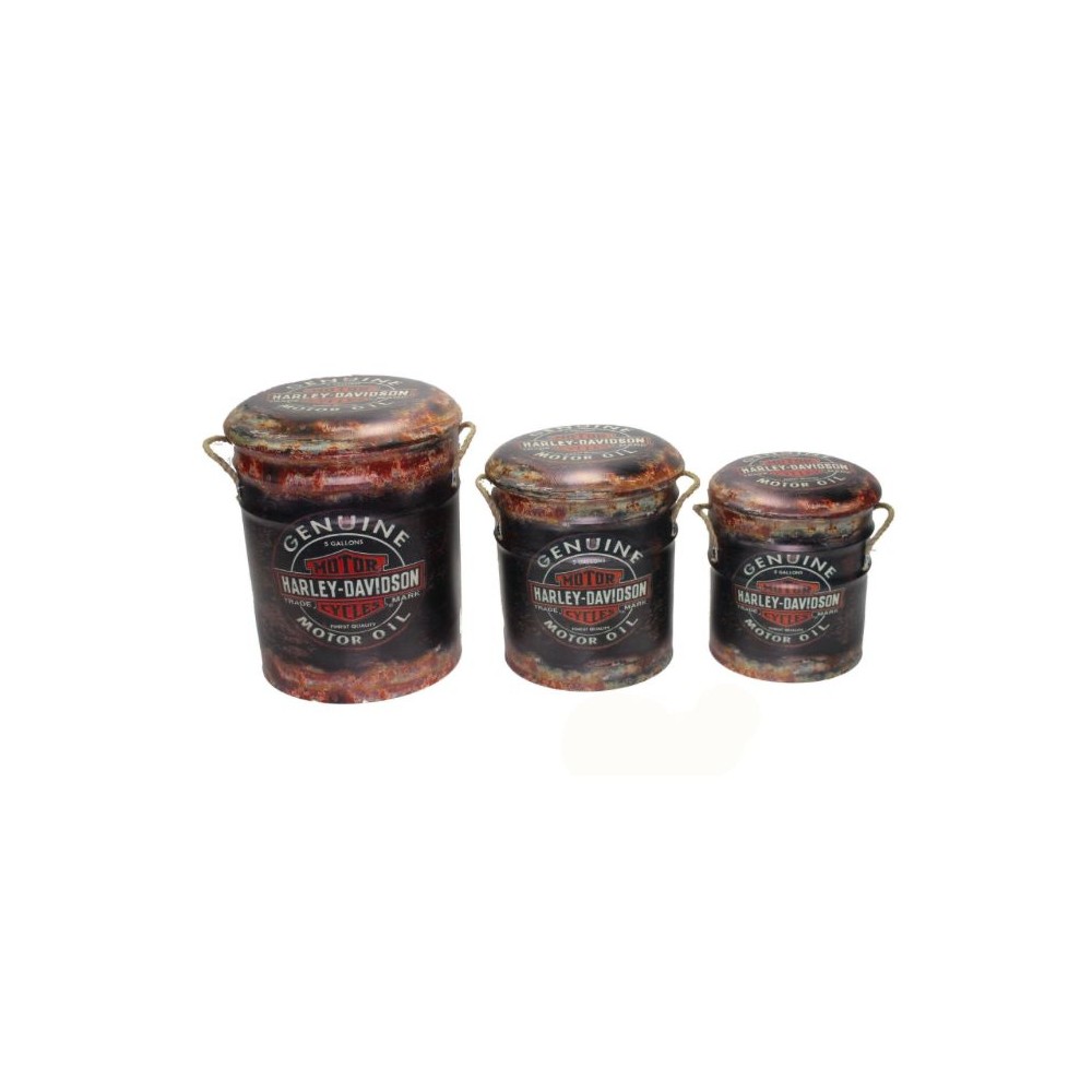 Set of 3 Themed Stools Smithers Archives £42.00 Bedroom Soft Wood Reclaimed Steel product_features