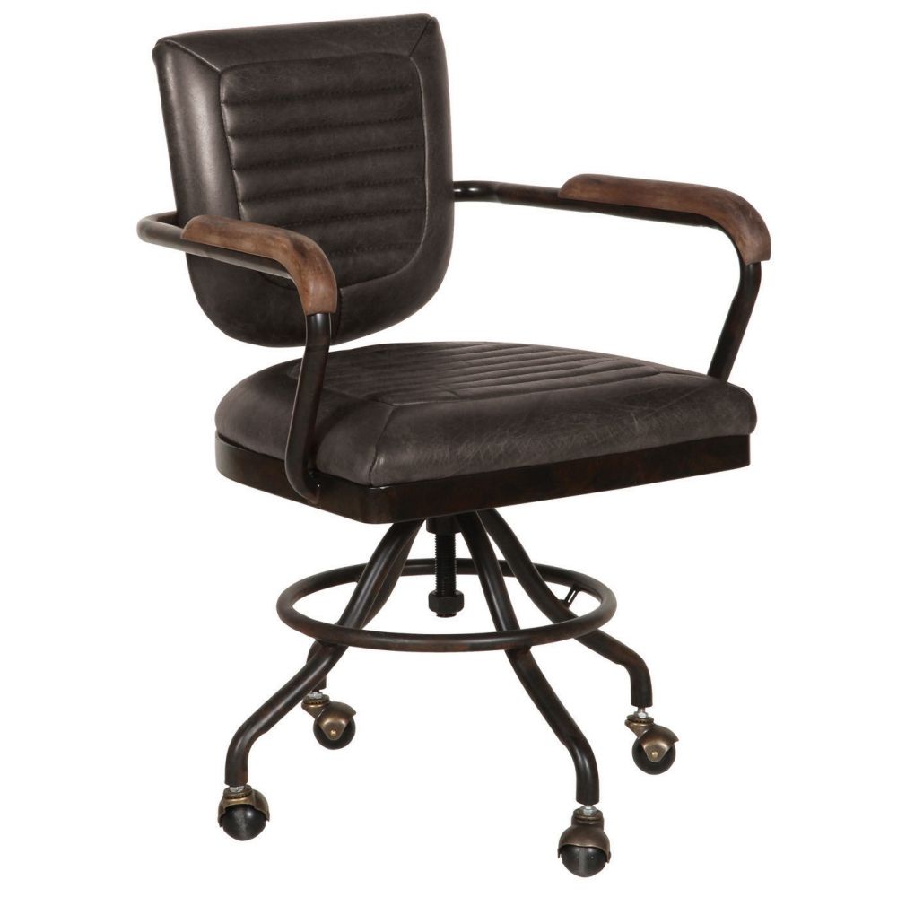 Leather Office Chair - LUXURY Aviation • Aviator Industrial Tan & Grey