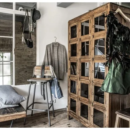 Apothecary 15-Door Locker Cabinet With Glass Doors Smithers Storage &pound;1,815.00 Bathroom FSC Recycled Wood product_features