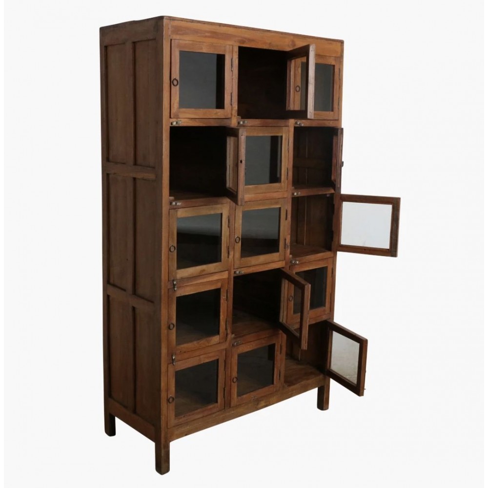 Apothecary 15-Door Locker Cabinet With Glass Doors Smithers Storage £1,815.00 Bathroom FSC Recycled Wood product_features