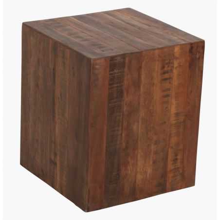Cube Wood Side Table On Wheels Recycled Wood Furniture  £313.00 Store UK, US, EU, AE,BE,CA,DK,FR,DE,IE,IT,MT,NL,NO,ES,SE
