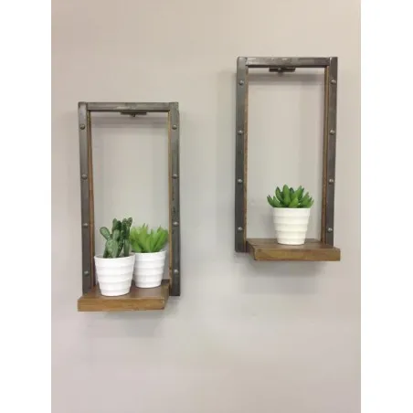Industrial Shelf Set – Rustic Metal & Wood Wall Shelves Smithers This And That £108.00 Mango Wood Recycled Steel product_feat...