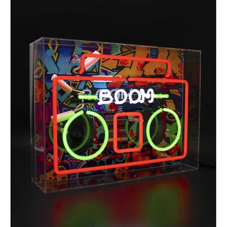 Boombox Neon Light Retro Gifts Smithers of Stamford £164.00 Store UK, US, EU, AE,BE,CA,DK,FR,DE,IE,IT,MT,NL,NO,ES,SE