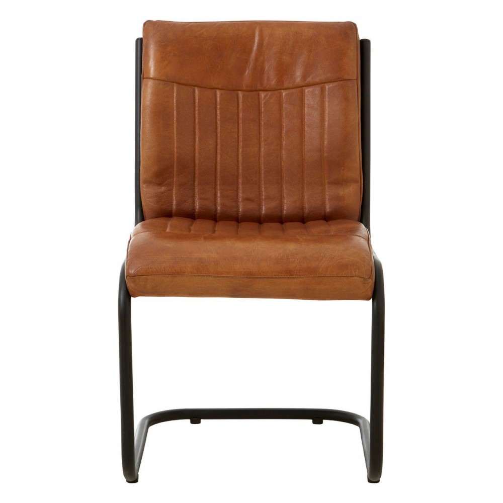 Industrial Grey & Tan Leather Chair Smithers Industrial Furniture £362.00 Steel product_features