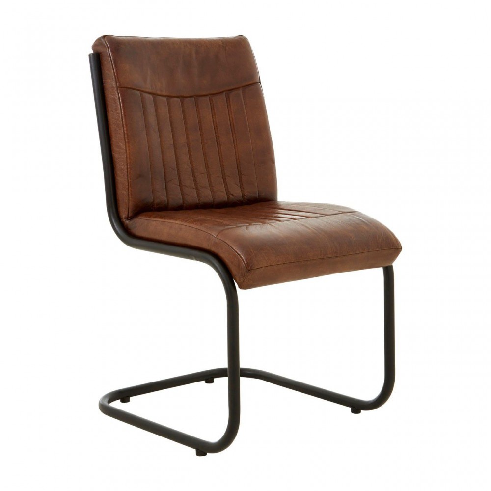Industrial Grey & Tan Leather Chair Smithers Industrial Furniture £362.00 Steel product_features