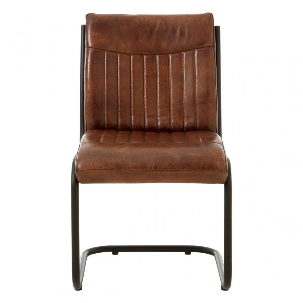 Industrial Grey & Tan Leather Chair Smithers Industrial Furniture £362.00 Steel product_features