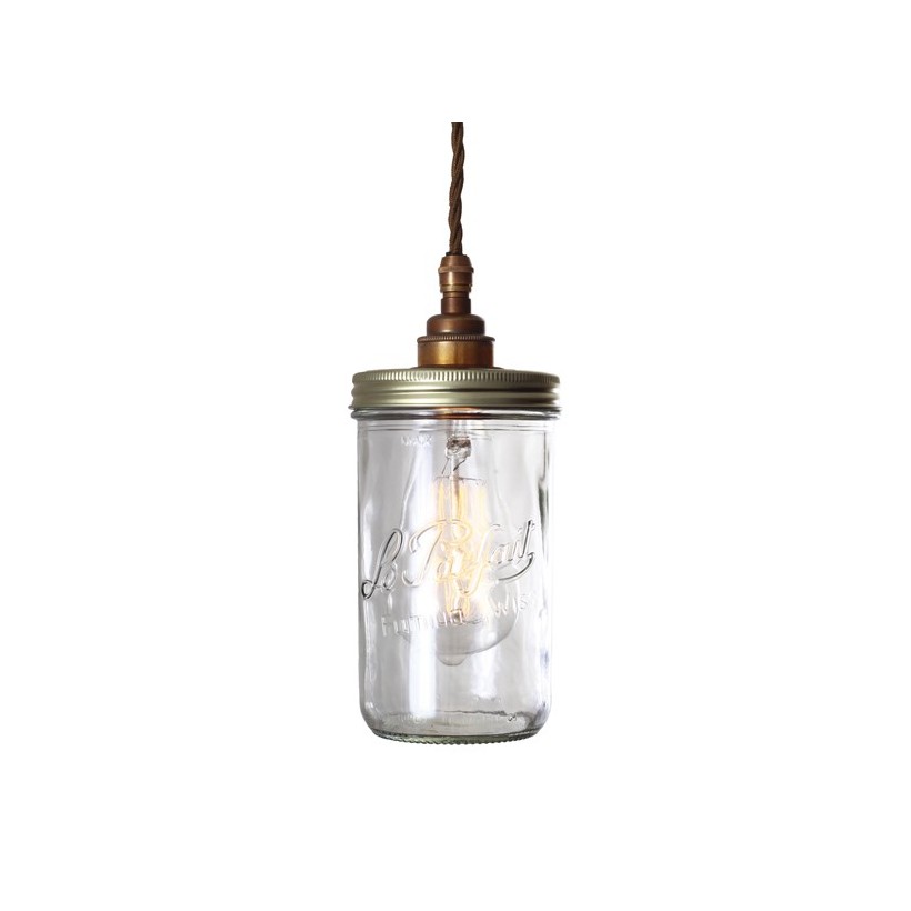 Brass Silver Jam Jar Pendant Light Ceiling Lamp • UK, US & Canada