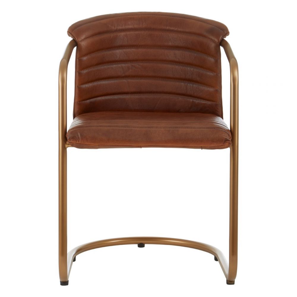 Brown Tan Leather Copper Dining Chair Retro - Modern ...