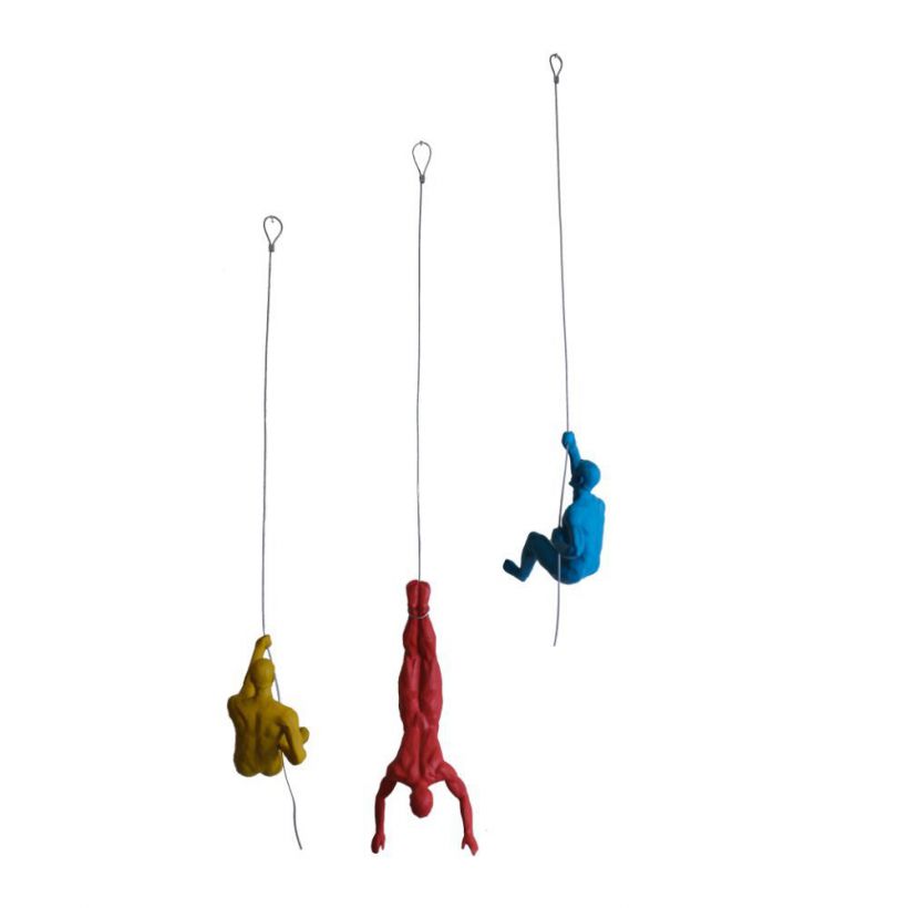 Climbing Men Wall Hanging Figures Men Ornaments In Blue, Red, Yellow
