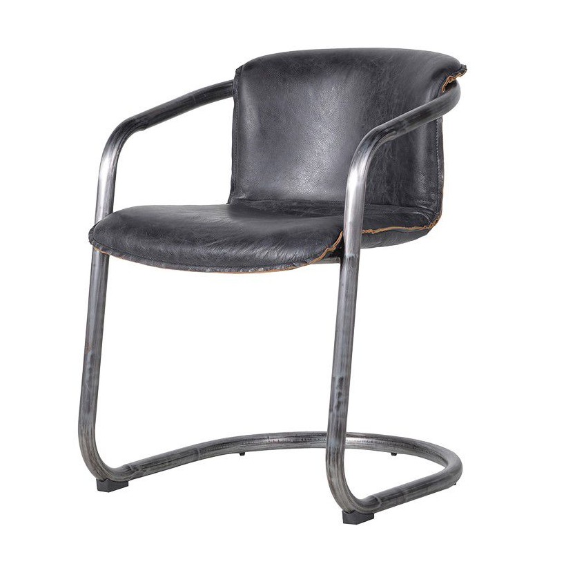 Black Brown Tan Leather Industrial Dining Chairs Office Chairs