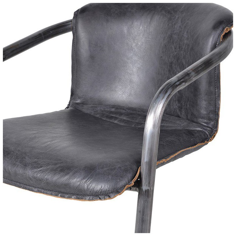 Black Brown Tan Leather Industrial Dining Chairs Office Chairs