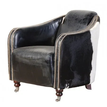 Black & White Cowhide Leather Armchair Smithers Designer Furniture &pound;1,700.00 Living Room Iron product_features