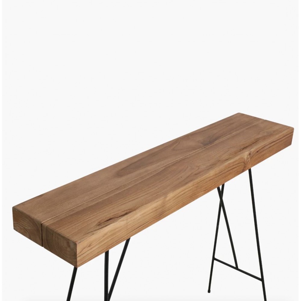 Minimal Console Table Smithers Industrial Furniture £413.00 Hallway Teak Wood Recycled Steel product_features