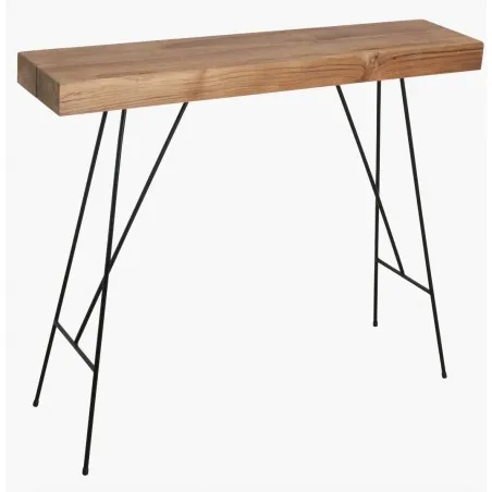 Minimal Console Table Smithers Industrial Furniture &pound;413.00 Hallway Teak Wood Recycled Steel product_features